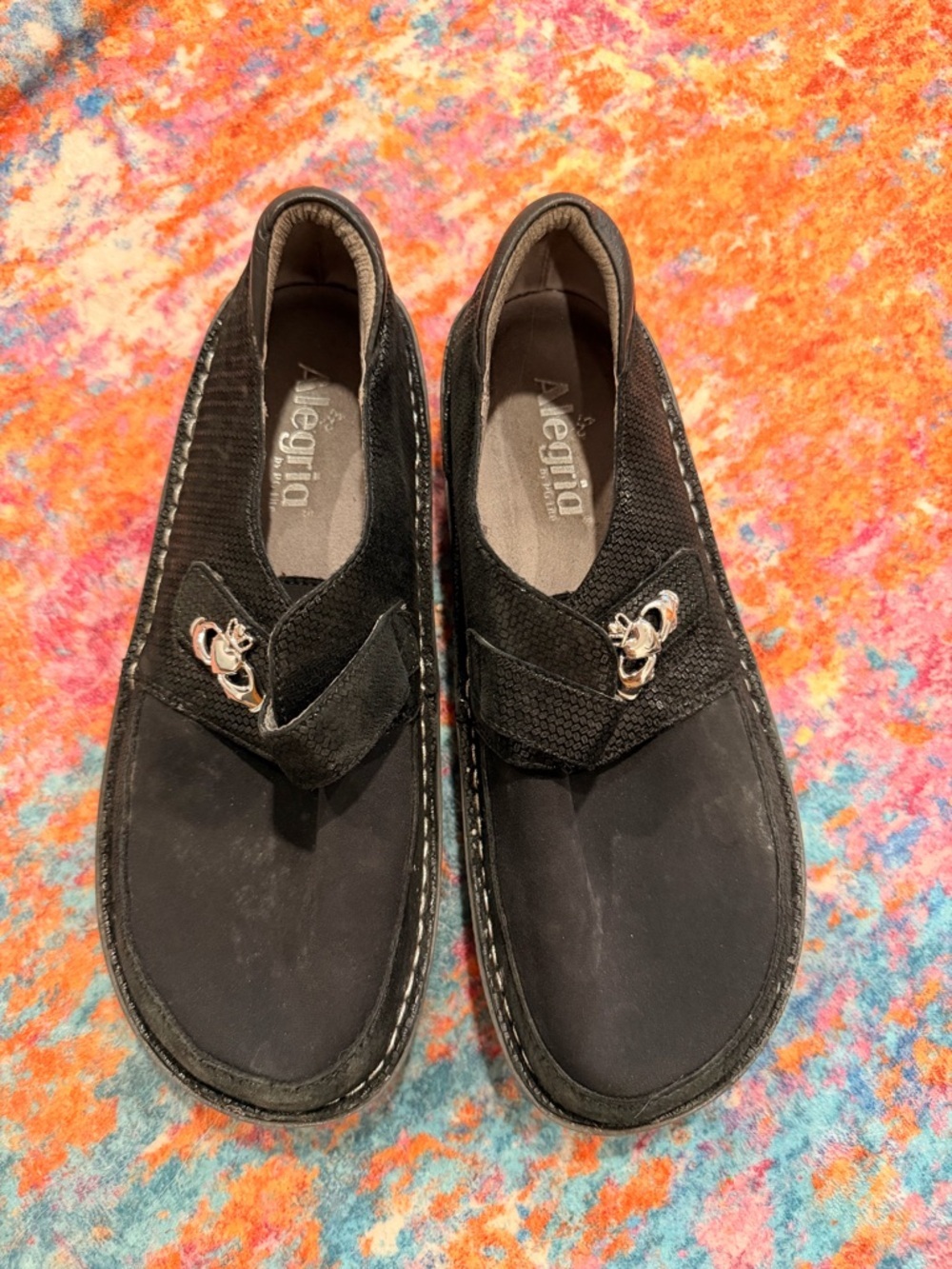 Alegria BRE-463 Black Claddagh Slip on Comfort Shoes EU 39